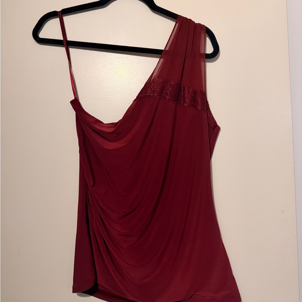 White House Black Market Red Asymmetrical Top